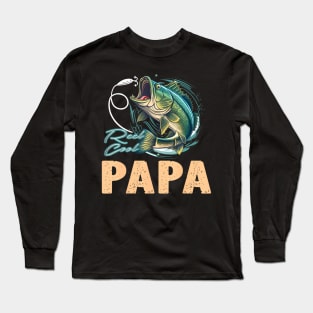 Fathers Day  Fisherman Reel Cool Papa Fishing Long Sleeve T-Shirt